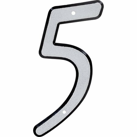 ORNATUS OUTDOORS 4 in. Nail-On Reflective Plastic House Number - 5 OR3518291